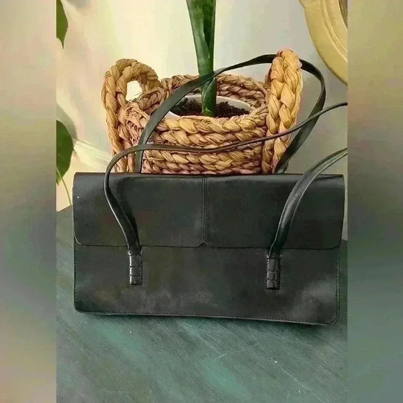 Alfani Leather Black Thin Clutch size strap bag. - Picture 1 of 5